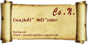Csajkó Nándor névjegykártya